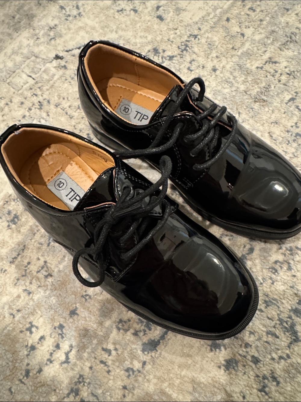 Tip Top Kids Shiny Black Patent Lace-Up Derby Shoes